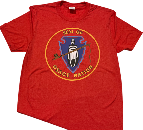 Bright Red Heather Seal of the Osage Nation Tee Short Sleeve